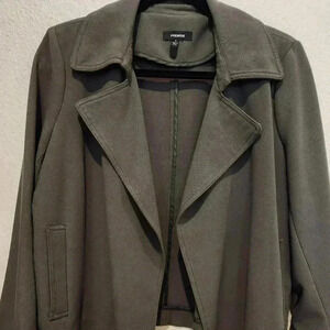 Premise Cropped Military Green Padded Shoulder Blazer Size 8